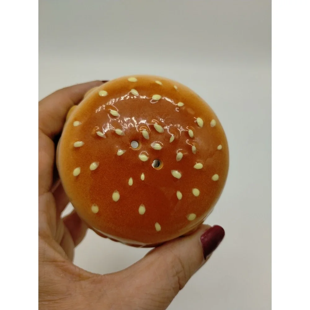Ceramic Cheeseburgers Salt And Pepper Shakers Stoppers Intact